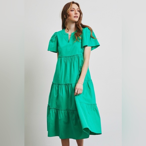 HEYSON Cotton Poplin Ruffled Tiered Midi Dress - Picture 5 of 6